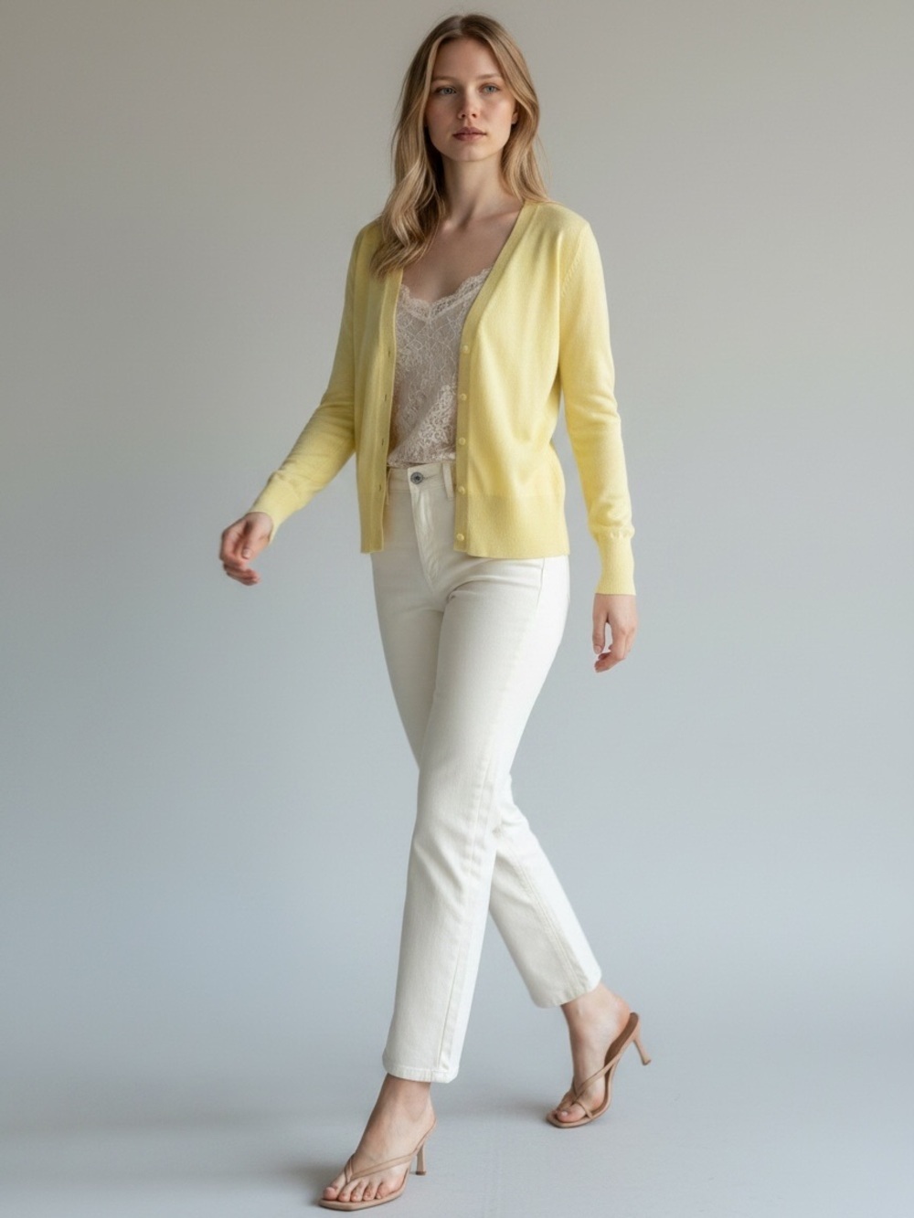 Ricki’s Yellow Cardigan Sweater Button Front V Neck Knit Size XS